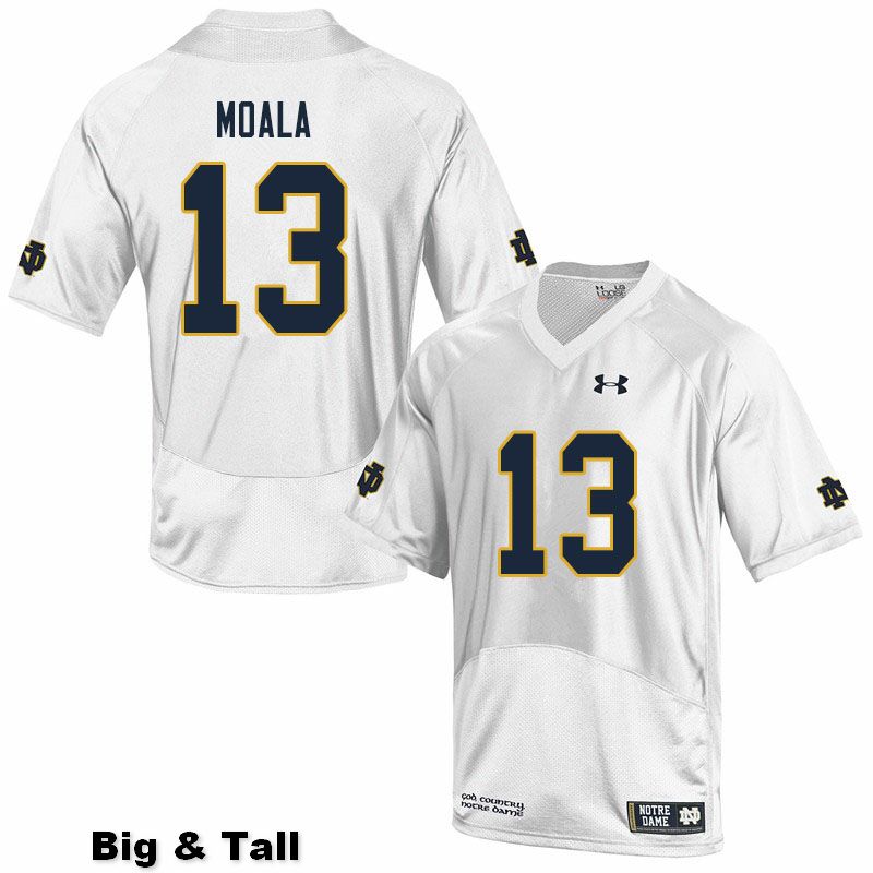 Men's NCAA Notre Dame Fighting Irish #13 Paul Moala Stitched College Under Armour Authentic White Big & Tall Football Jersey RY10R76ZQ